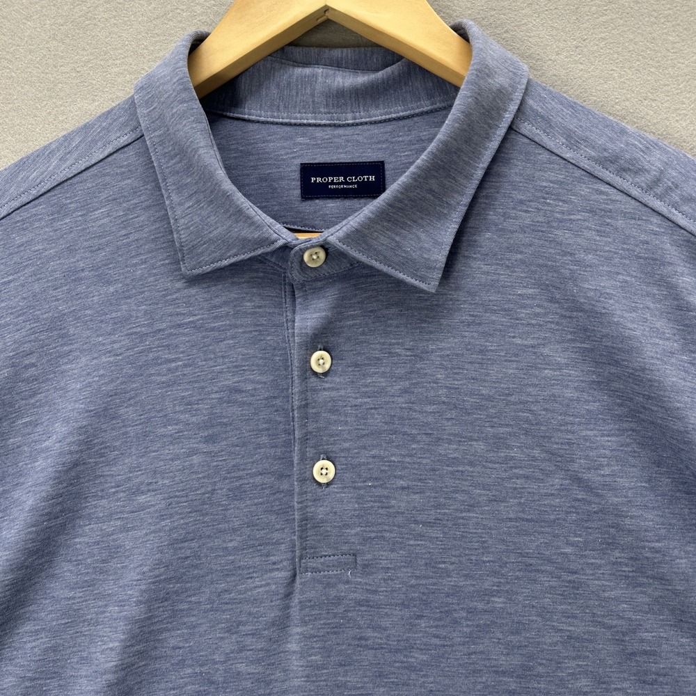Proper Cloth Polo Shirt Men Size 3XL Relaxed Fit Blue Performance Jersey Soft